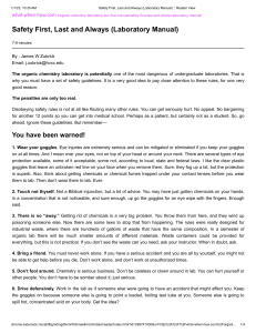 Safety First, Last and Always (Laboratory Manual)    Reader View