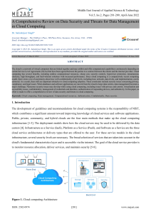 A Comprehensive Review on Data Security and Threats for Data Management in Cloud Computing