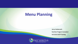 menu planning training