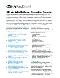 OSHA Whistle Blower Rights