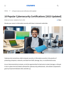 10 Popular Cybersecurity Certifications