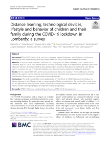 Distance learning, technological devices, lifestyle and behavior of children and their family during the COVID-19 lockdown in Lombardy a surveyContentServer
