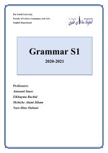 Grammar S1 Course Syllabus, Ibn Tofail University