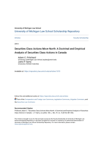 A Doctrinal and Empirical Analysis of Securities Class Actions in Canada