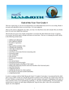 End of Year Test Grade 4
