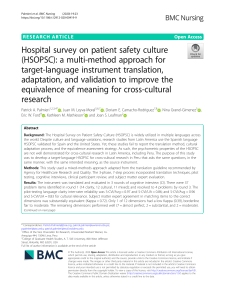 Hospital survey on patient safety culture HSOPSC a