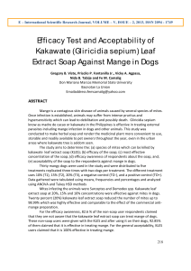Efficacy Test and Acceptability of Kakaw