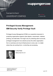 Kuppinger Cole Leadership Compass  Privileged Access Management - IBM Edition