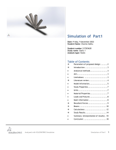 SOLIDWORKS Simulation Report: Static Analysis of Part1