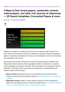 4 Ways to find review papers, systematic reviews, meta-analysis, and other rich sources of references — 2D Search templates, Connected Papers & more.    Reader View