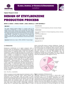 Design of ethylbenzene production process
