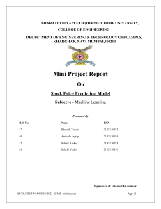 Stock Price Prediction Model Mini Project Report