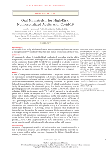 NEJM.Oral Nirmatrelvir for High-Risk, Nonhospitalized Adults with Covid-19