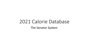The Senator System Calorie Database UPDATED 1.0