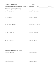 Practice Quadratic Worksheet