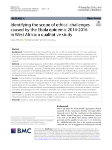 Identifying the scope of ethical challenges caused by the Ebola epidemic 2014-2016 in West Africa: a qualitative study