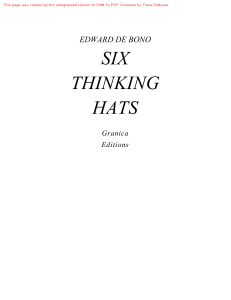EDWARD DE BONO SIX THINKING HATS