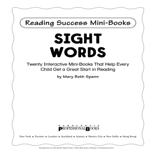 Scholastic Reading Success Mini-Books - Sight Words