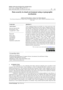 Data security in cloud environment using cryptographic mechanism