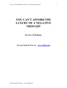 McWilliams, Peter - You Can't Afford the Luxury of a Negative Thought