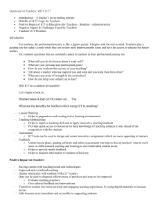 Essay - Questions for Teachers - WHY ICT (DRAFT)