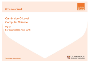 2210 Scheme of Work (for examination from 2016)