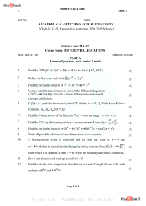 1 . Differential Equations (MA102) - supple - September 2020