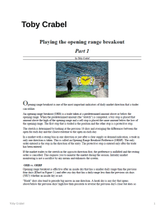 Opening Range Breakout Trading Strategy by Toby Crabel