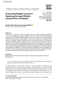 Improving English Learners’ Speaking through Mobile-assisted Peer Feedback