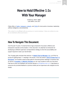 How to Hold Effective 1 1s With Your Manager