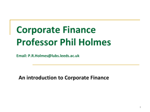 LUBS 5004 Corporate Finance Lecture topic 1