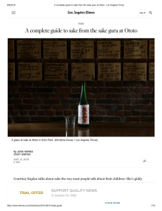 A complete guide to sake from the sake guru at Ototo