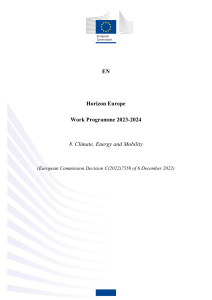 Horizon Europe Work Programme 2023-2024: Climate, Energy, Mobility