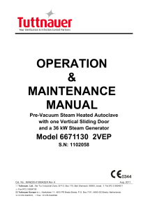 Tuttnauer 6671130 Autoclave - Service manual
