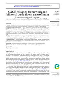 CAGE distance framework and bilateral trade flows- case of India