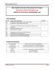 Electrical Engineering Lab Manual: KCL, KVL, Energy Meter