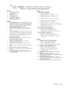 Geometry Definitions, Postulates, Theorems - High School