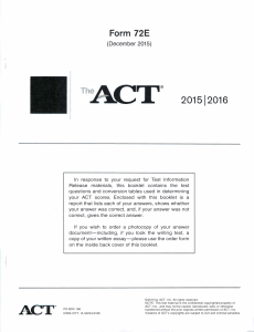 2015 December ACT with Essay - Form 72E