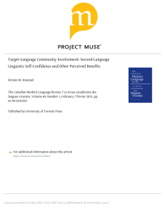 Target-Language Community Involvement: Second-Language Linguistic Self-Confidence and Other Perceived Benefits