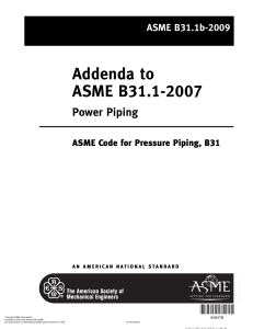 ASME B31.1b-2009 Power Piping Addenda to ASME B31.1-2007