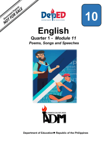 English10 Q1 Mod11 PoemsSongsSpeeches Version3