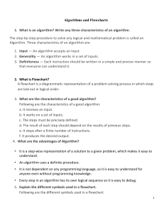 Algorithms and Flowcharts Worksheet