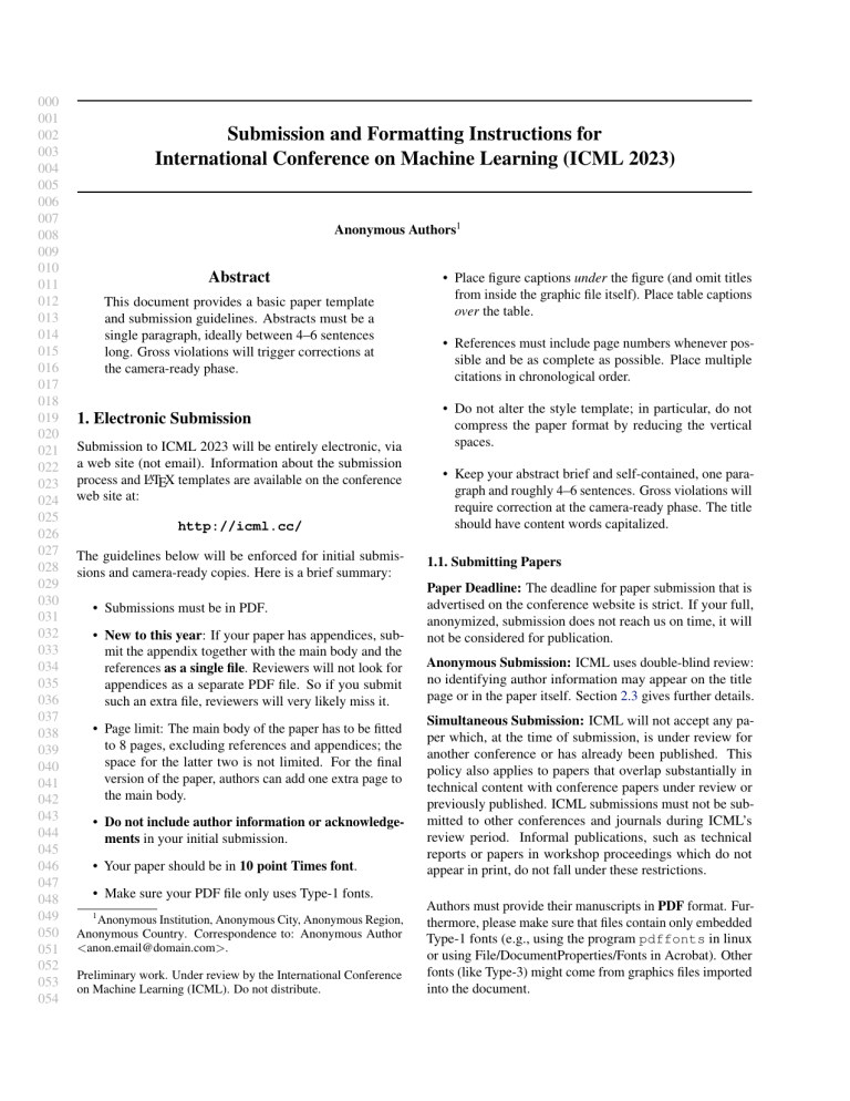 ICML Submittion Rules