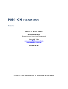 POM QM FOR WINDOWS Software for Decision