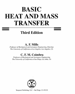 Anthony F. Mills, Carlos F. M. Coimbra - Basic Heat and Mass Transfer  Third Edition-Temporal Publishing, LLC (2015)
