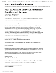 Active Directory  Interview Questions Answers