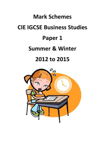 igcse business paper 1 mark schemes 2012 to 2015