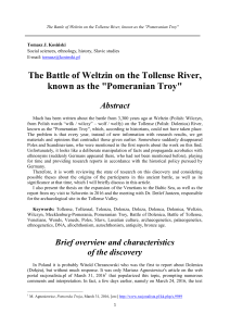 The Battle of Weltzin on the Tollense River known as the Pomeranian Troy