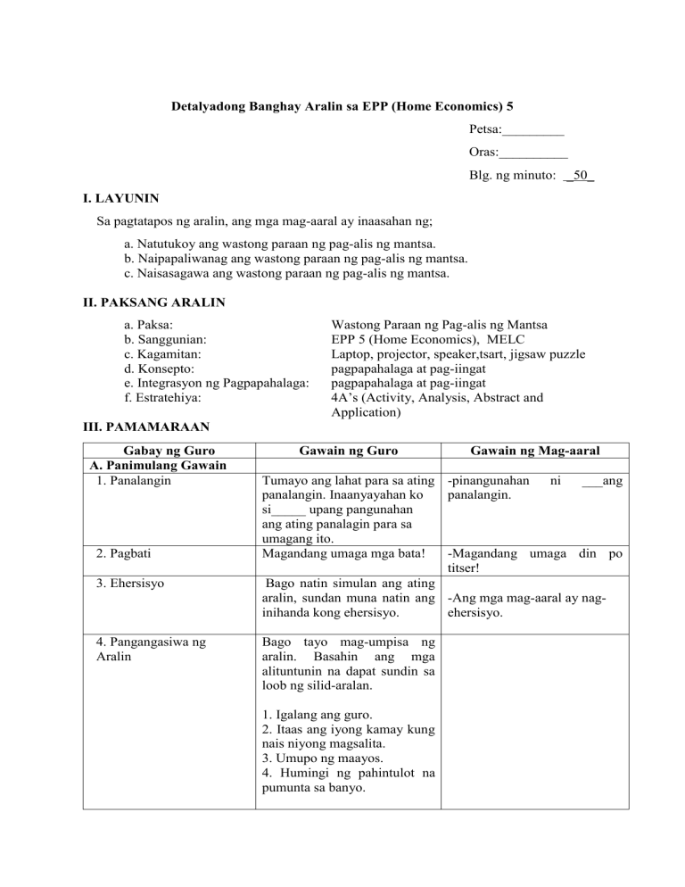 Lesson Plan In EPP