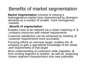 Benefits of market segmentation(5)